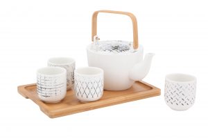 ชุดกาน้ำชา+ถ้วยและถาด (6ชิ้นชุด) รุ่น NIXEN